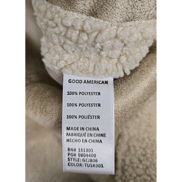 Good American Contour Faux Shearling Sherpa Jacket Cream Women’s Sz 7/8 4XL-5XL - Picture 8 of 12